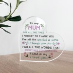 Mum Heart Acrylic Plaque Gifts for Mum Christmas Birthday