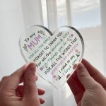 Mum Heart Acrylic Plaque Gifts for Mum Christmas Birthday