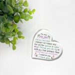 Mum Heart Acrylic Plaque Gifts for Mum Christmas Birthday