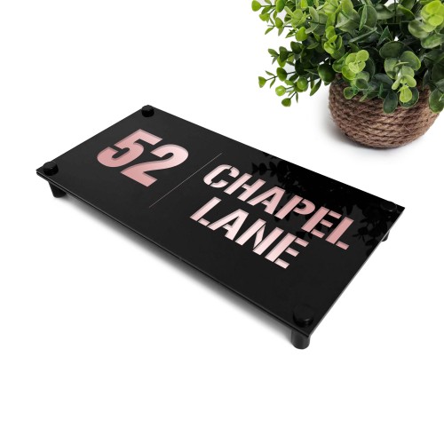 House Number Plaques Personalised Signs Address Black Rose Gold