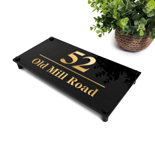 House Number Signs Personalised Address Plaque Black and Gold