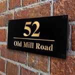 House Number Signs Personalised Address Plaque Black and Gold