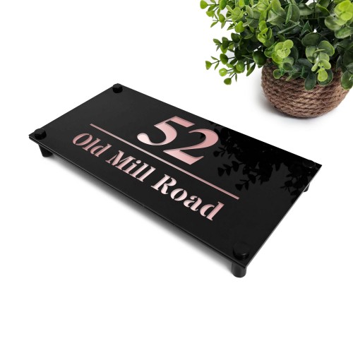 House Number Signs Personalised Address Plaque Black Rose Gold