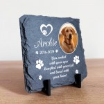 Personalised Pet Memorial Plaque With Photo Square Slate