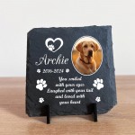 Personalised Pet Memorial Plaque With Photo Square Slate