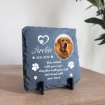 Personalised Pet Memorial Plaque With Photo Square Slate