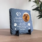 Personalised Pet Memorial Plaque With Photo Square Slate