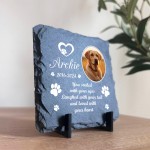 Personalised Pet Memorial Plaque With Photo Square Slate