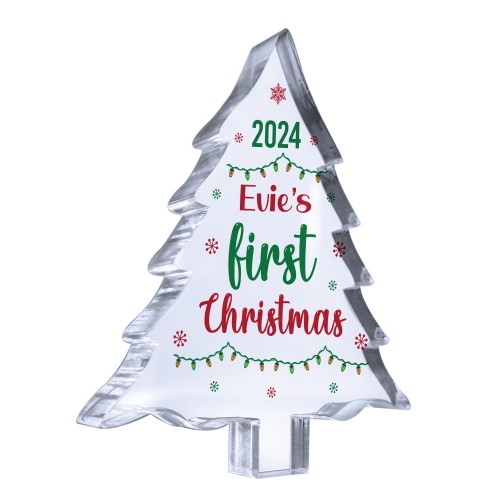 Personalised Babys 1st Christmas Ornament Acrylic Tree Plaque