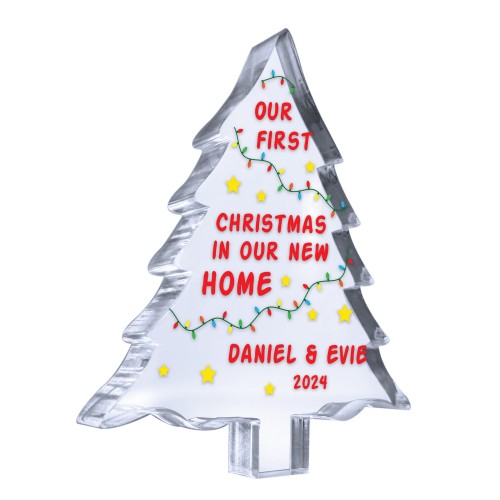 Personalised First Christmas In Our New Home Acrylic Tree Plaque