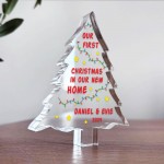 Personalised First Christmas In Our New Home Acrylic Tree Plaque