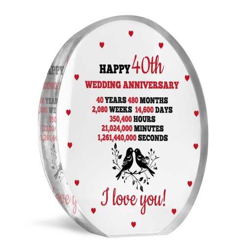 40th Anniversary Wedding Gifts for Wife Couple Gift Acrylic Sign