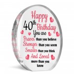 40th Birthday Gifts For Mum Daughter Auntie Niece Acrylic Plaque