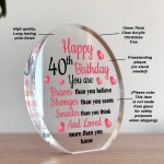 40th Birthday Gifts For Mum Daughter Auntie Niece Acrylic Plaque