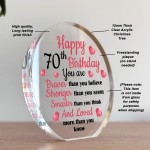 70th Birthday Gifts For Mum Auntie Sister Nan Nanny Acrylic