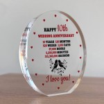 10th Anniversary Wedding Gifts for Wife Couple Gift Acrylic Sign