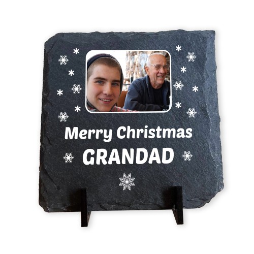 Personalised Grandad Christmas Slate Photo Plaque Gift