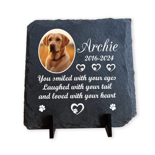 Personalised Pet Memorial Plaque with Photo and Text Slate