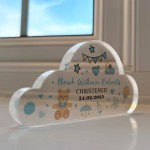 Personalised Baby Boy Christening Gift, Cloud Baby Plaque