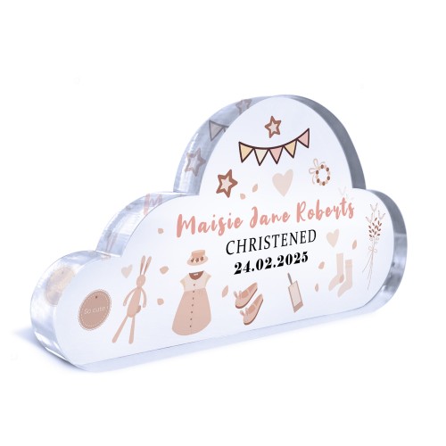 Personalised Baby Girl Christening Gift, Cloud Baby Plaque