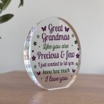 Great Grandma Acrylic Plaque Gifts For Christmas Birthday