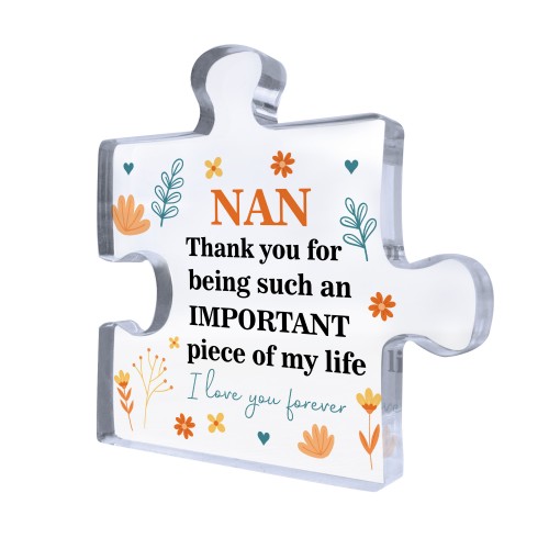 Thank You Gift For Nan Puzzle Piece IMPORTANT PIECE OF MY LIFE