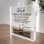 Umrah Mubarak Acrylic Plaque Umrah Mubarak Gift Floral Kaab