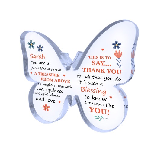 Personalised Thank You Gift For Friends Volunteer Butterfly Sign