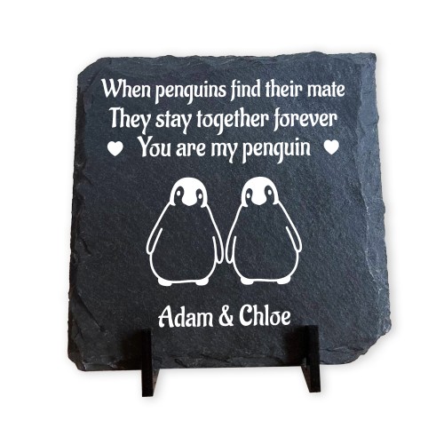 Personalised Gift For Anniversary My Penguin Slate Sign