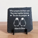 Personalised Gift For Anniversary My Penguin Slate Sign