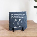 Personalised Gift For Anniversary My Penguin Slate Sign