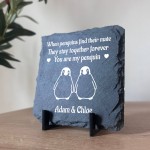 Personalised Gift For Anniversary My Penguin Slate Sign