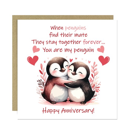 You Are My Penguin Card Greetings Card for Anniversary