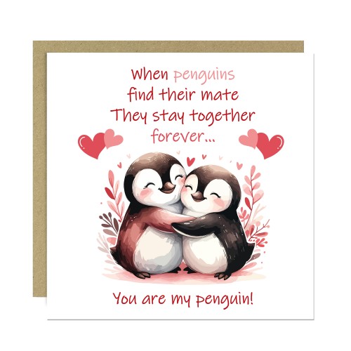 You Are My Penguin Card Greetings Card for Couple Anniversary