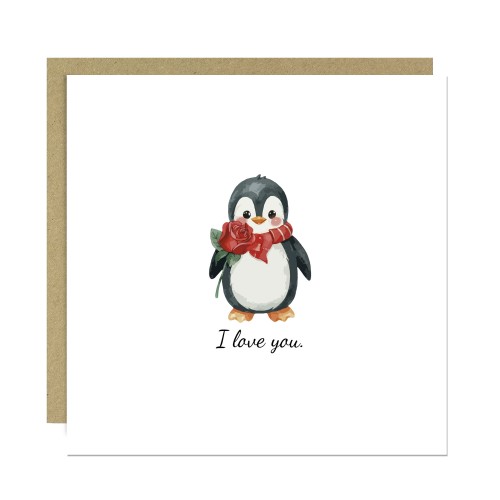 Penguin Love Card, Funny Valentines Card, Cards for Him Her