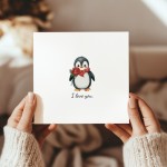 Penguin Love Card, Funny Valentines Card, Cards for Him Her