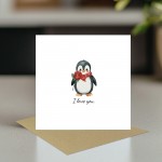 Penguin Love Card, Funny Valentines Card, Cards for Him Her