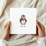 Penguin Love Card, Funny Valentines Card, Cards for Him Her