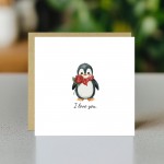 Penguin Love Card, Funny Valentines Card, Cards for Him Her