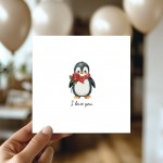 Penguin Love Card, Funny Valentines Card, Cards for Him Her