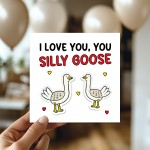 I Love You Silly Goose Card For Valentines Day Anniversary