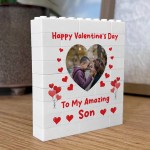 Valentines Gift For Son Personalised Brick Plaque Photo Block