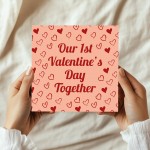 1st Valentines Card For Her Him 14x14 Card With Kraft Envelope