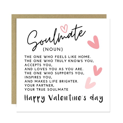 Soulmate Valentines Card Boyfriend Husband Valentine Card