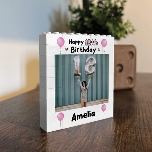 Personalised Photo Bricks Plaque 18th Birthday Gift For Women