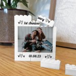 Personalised Photo Bricks Couple Photo Plaque 1st Anniversary