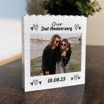 Personalised Photo Bricks Couple Plaque 2nd Anniversary Gift