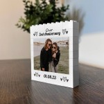 Personalised Photo Bricks Couple Plaque 2nd Anniversary Gift