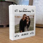 Personalised Photo Bricks Couple Plaque 2nd Anniversary Gift