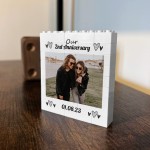 Personalised Photo Bricks Couple Plaque 2nd Anniversary Gift